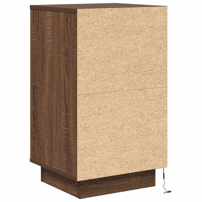 Sängbord Nattduksbord Brun Ek med LED-lampor 38x34x65 cm