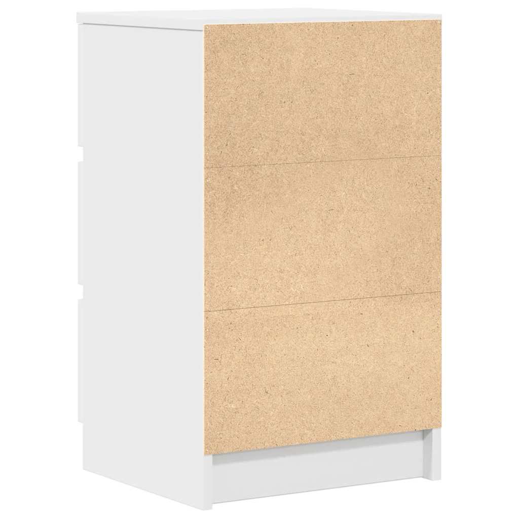 Sängbord med 3 lådor 2 st vit 39x35x65 cm