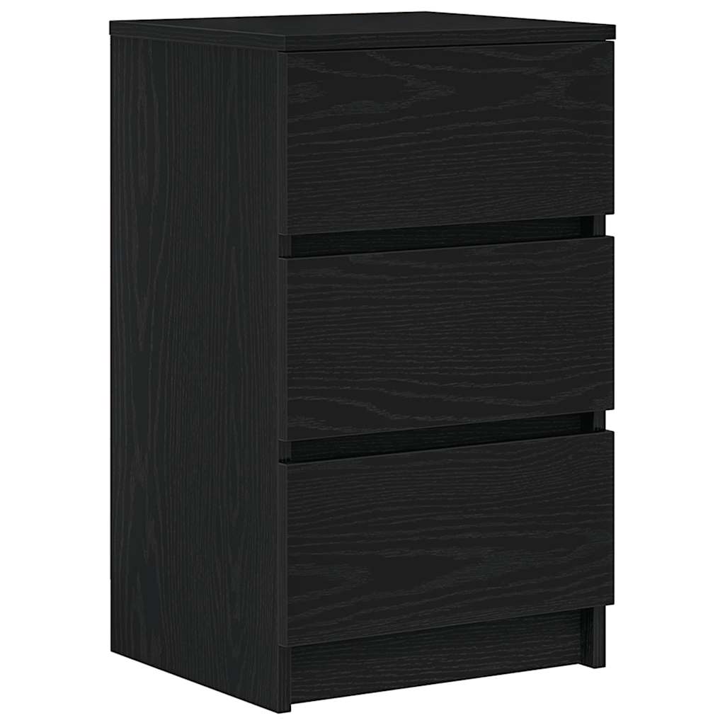 Sängbord med 3 lådor 2 st svart 39x35x65 cm