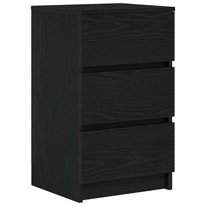Sängbord med 3 lådor 2 st svart 39x35x65 cm