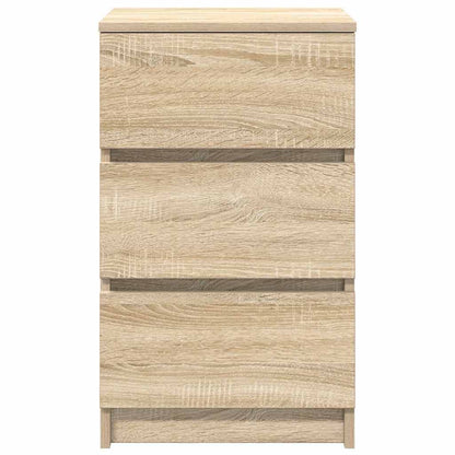 Sängbord med 3 lådor 2 st, Sonoma Ek 39x35x65 cm