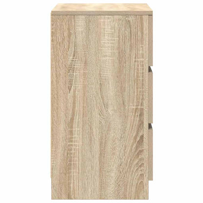 Sängbord med 3 lådor 2 st, Sonoma Ek 39x35x65 cm