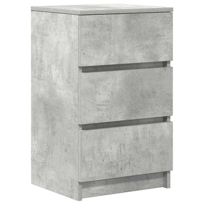 Sängbord med 3 lådor 2 st betonggrå 39x35x65 cm