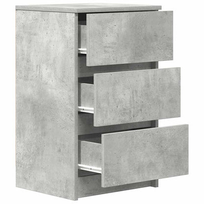 Sängbord med 3 lådor 2 st betonggrå 39x35x65 cm