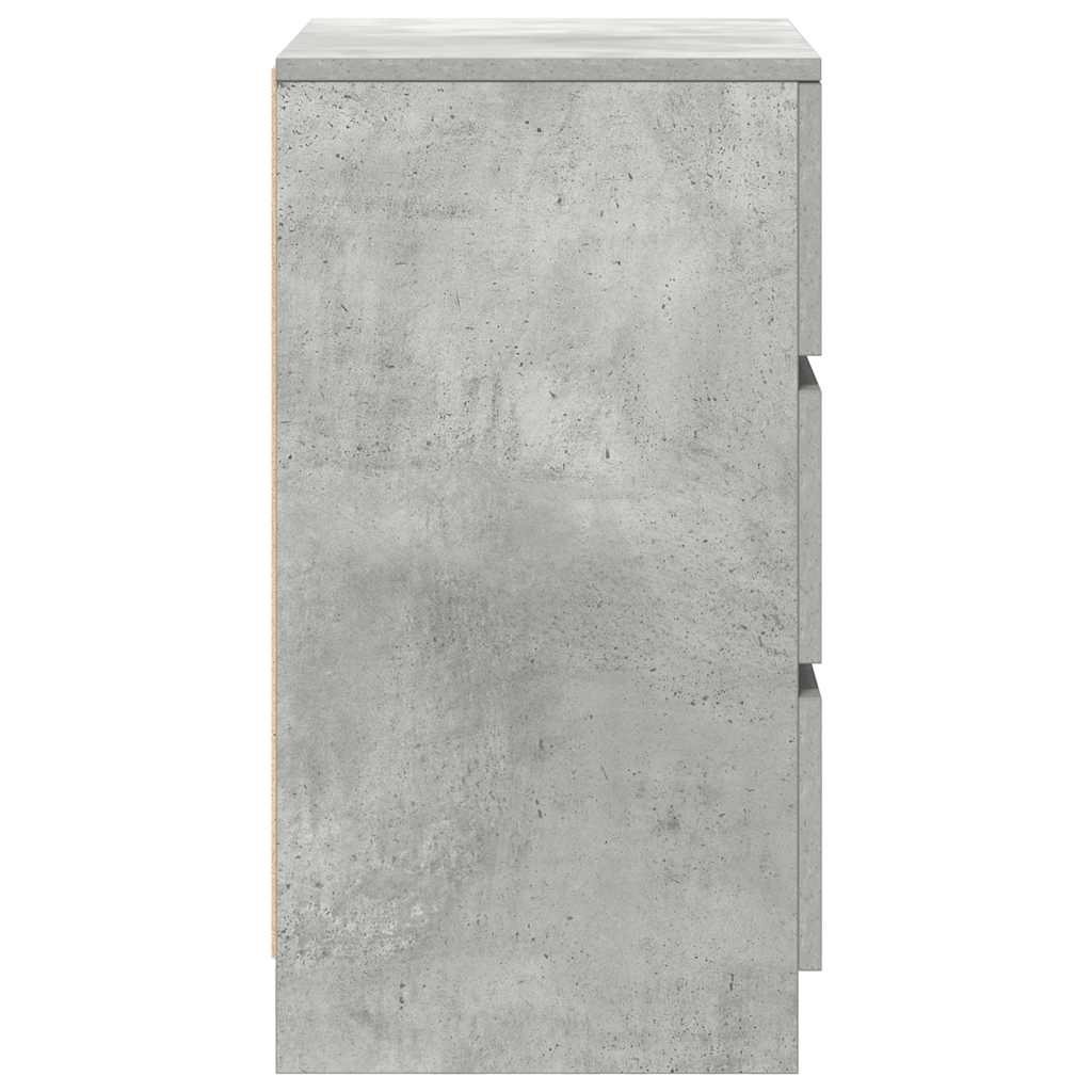 Sängbord med 3 lådor 2 st betonggrå 39x35x65 cm