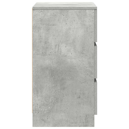 Sängbord med 3 lådor 2 st betonggrå 39x35x65 cm