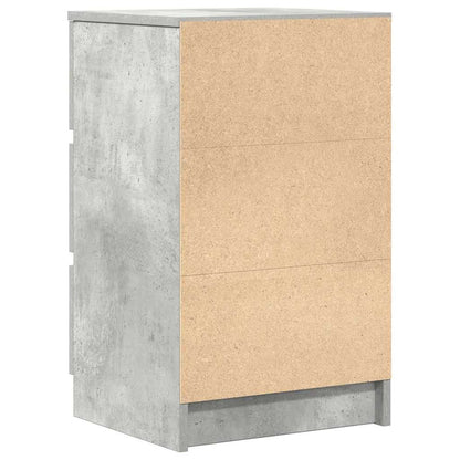 Sängbord med 3 lådor 2 st betonggrå 39x35x65 cm