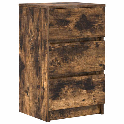 Sängbord med 3 lådor 2 st, rökt ek 39x35x65 cm