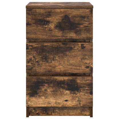 Sängbord med 3 lådor 2 st, rökt ek 39x35x65 cm
