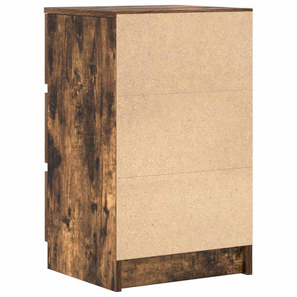 Sängbord med 3 lådor 2 st, rökt ek 39x35x65 cm