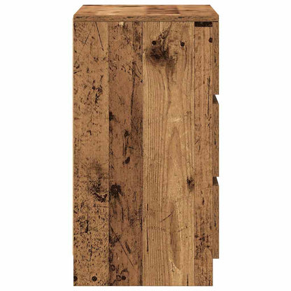 Sängbord med 3 lådor 2 st gammalt trä 39x35x65 cm