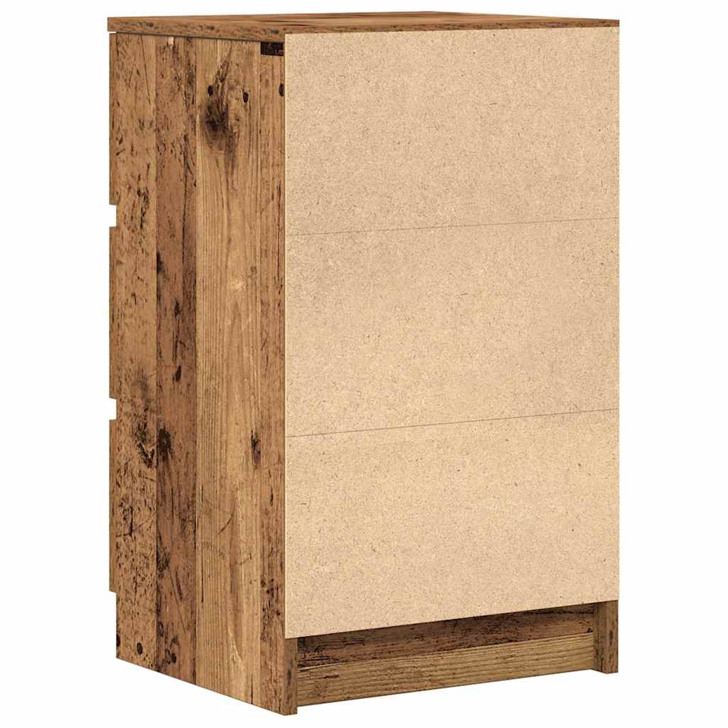 Sängbord med 3 lådor 2 st gammalt trä 39x35x65 cm