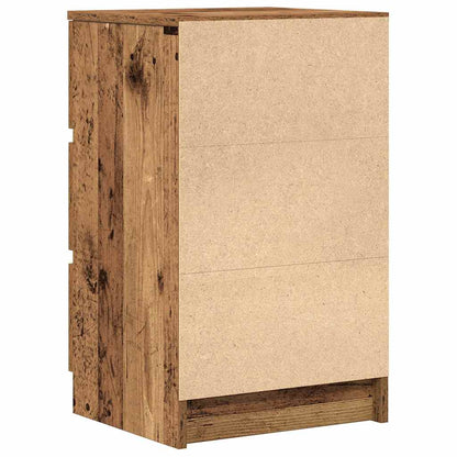 Sängbord med 3 lådor 2 st gammalt trä 39x35x65 cm