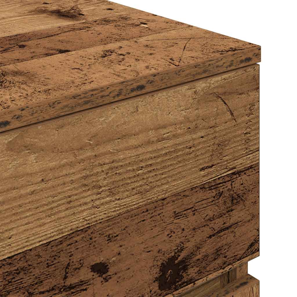 Sängbord med 3 lådor 2 st gammalt trä 39x35x65 cm