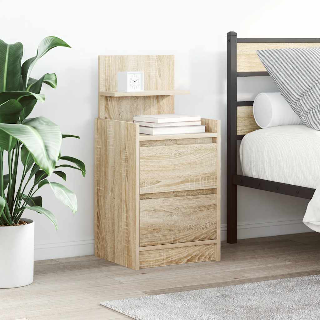 Sängbord med 2 lådor 2 st Sonoma ek 38x34x80 cm