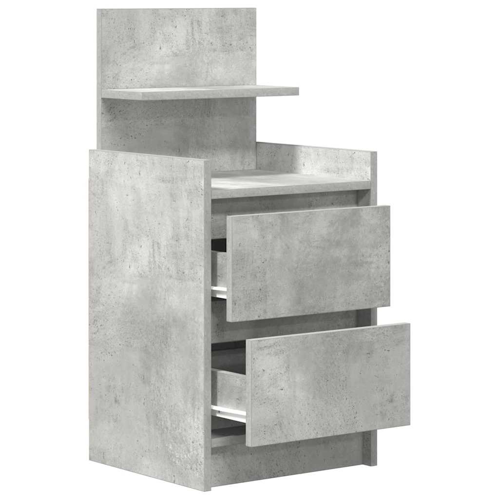 Sängbord med 2 lådor 2 st betonggrå 38x34x80 cm