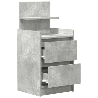 Sängbord med 2 lådor 2 st betonggrå 38x34x80 cm