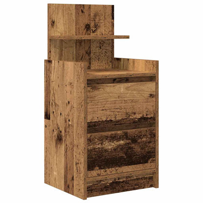 Sängbord med 2 lådor 2 st gammalt trä 38x34x80 cm