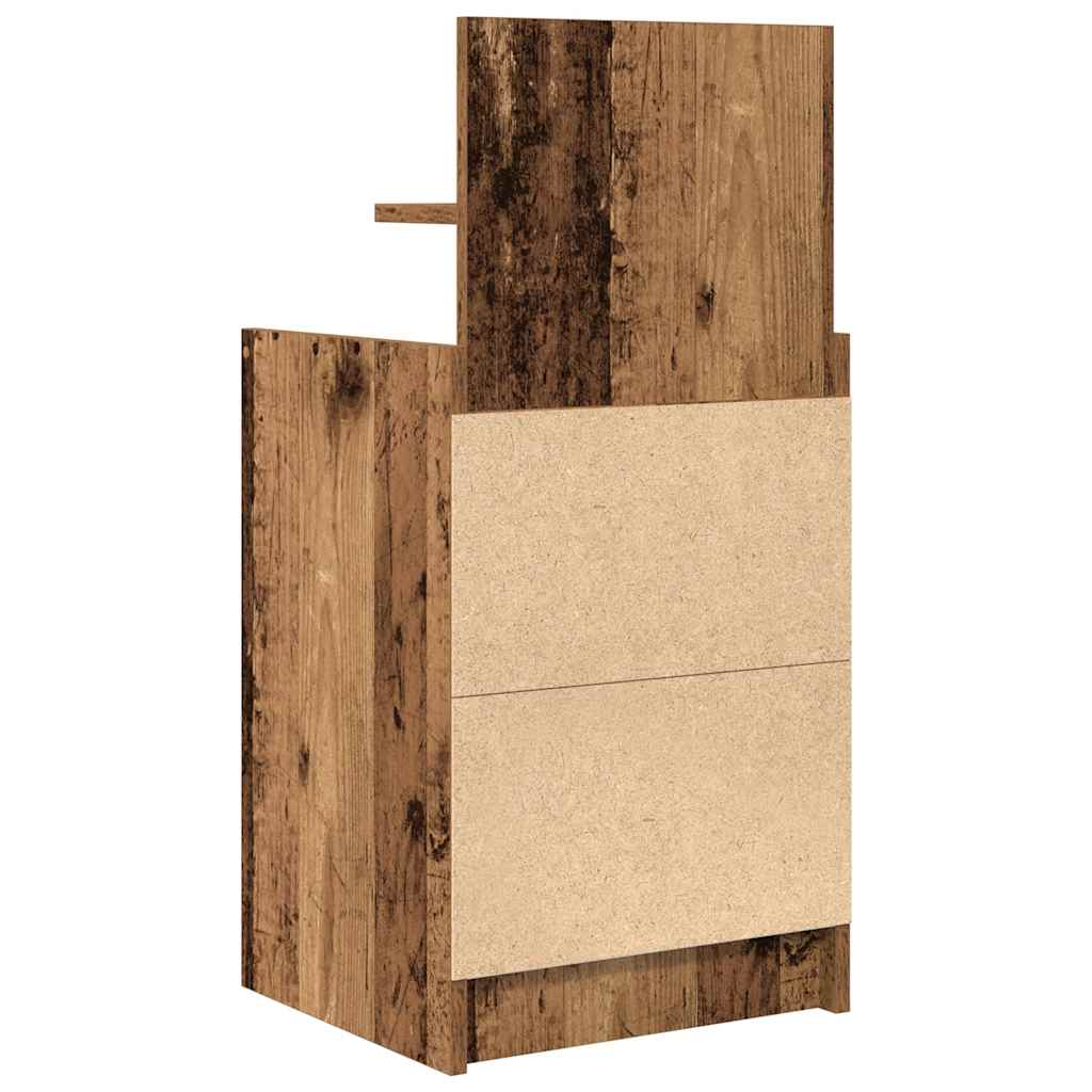 Sängbord med 2 lådor 2 st gammalt trä 38x34x80 cm