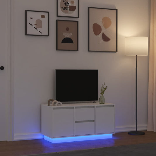 TV-Möbel Vit TV-Bänk LED-lampor 100x41x50 cm