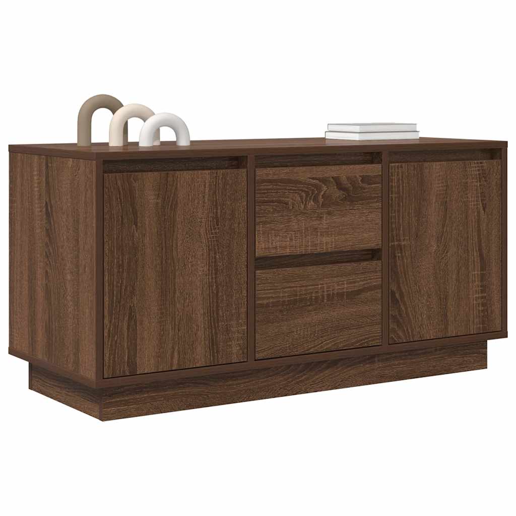 TV-Möbel Brun Ek TV-Bänk LED-lampor 100x41x50 cm