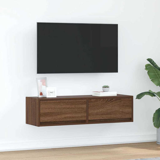 TV-skåp med låda brun ek 100 x 31 x 25,5 cm Konstruerat trä