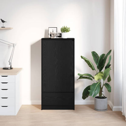 Skåp Svart Ek med låda Svart Ek 55,5x34x119,5 cm