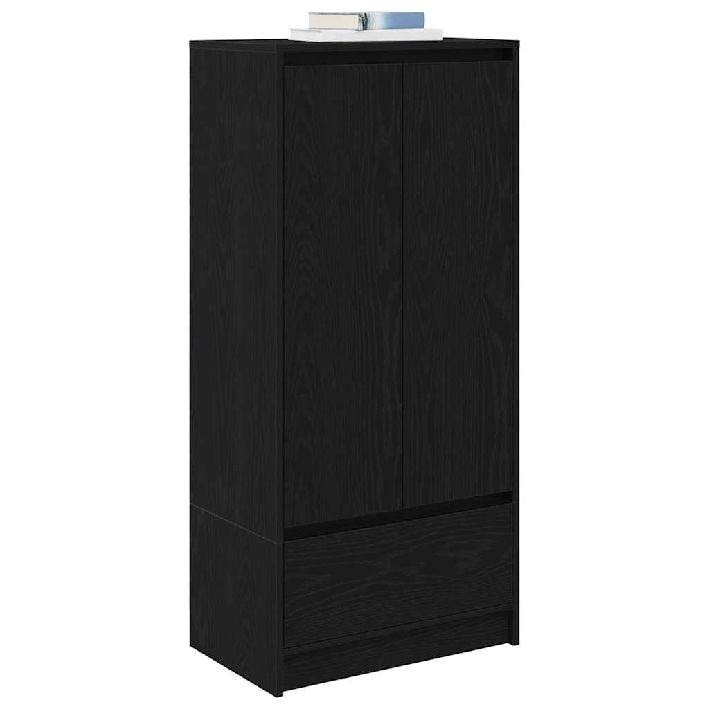 Skåp Svart Ek med låda Svart Ek 55,5x34x119,5 cm
