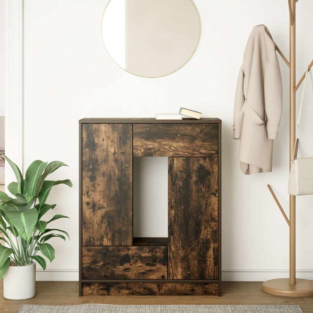 Skänk med lådor och dörrar rökt ek 73x31x90 cm