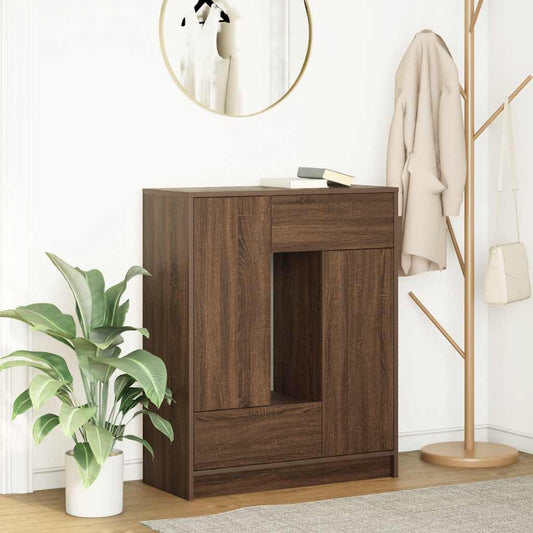 Skänk med lådor och dörrar brun ek 73x31x90 cm