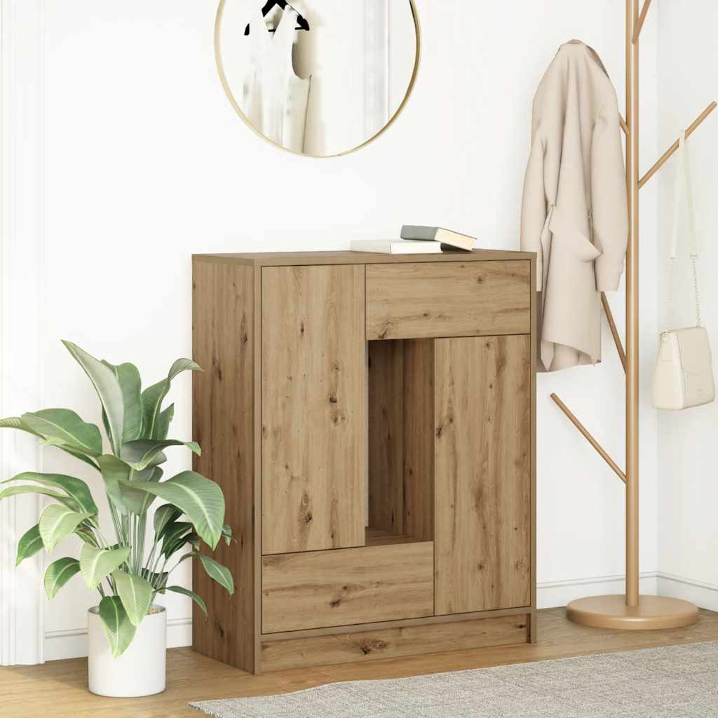 Skänk med lådor och dörrar hantverksmässig ek 73x31x90 cm