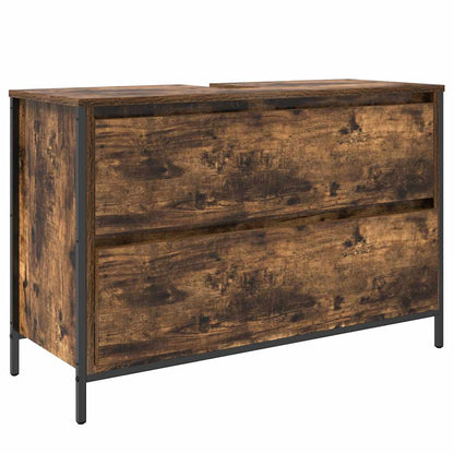 Badrumsunderskåp med lådor Rökfärgad Ek 90x34,5x60 cm