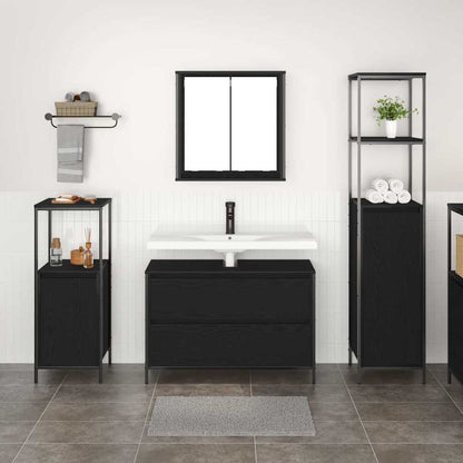 Badrumsmöbelset med hylla 3 pcs Svart Ek 90 x 34.5 x 60 cm