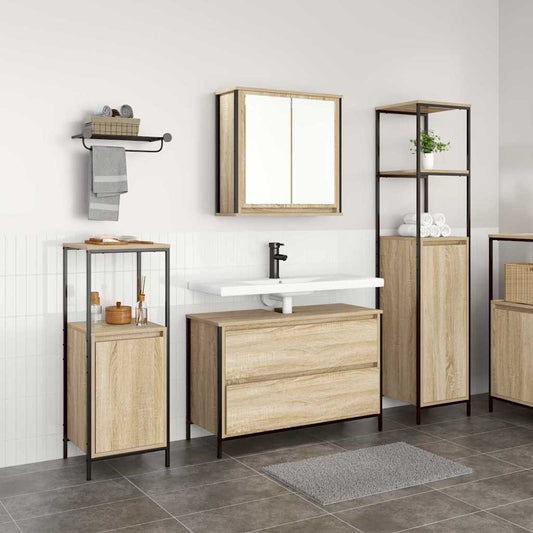 Badrumsmöbelset med hylla 3 pcs Sonoma Ek 90 x 34.5 x 60 cm