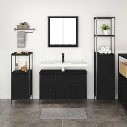 Badrumsmöbelset med låda 3 pcs Svart Ek 36 x 35 x 165 cm