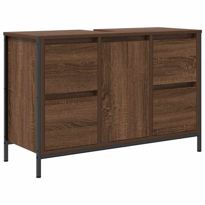 Badrumsmöbelset 3 pcs Brun ek och svart 36 x 35 x 165 cm