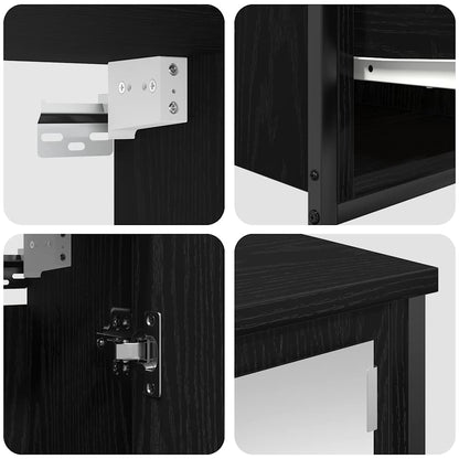 Badrumsmöbelset med hylla 5 pcs Svart Ek 36 x 35 x 165 cm
