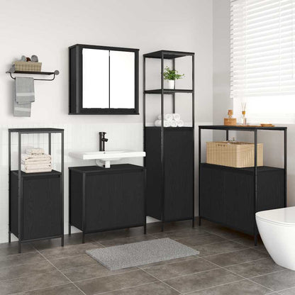 Badrumsmöbelset med hylla 5 pcs Svart Ek 36 x 35 x 165 cm