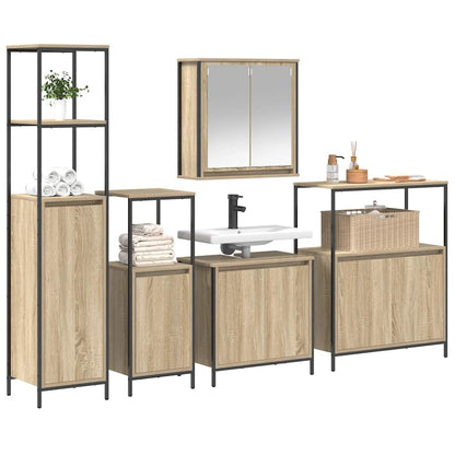Badrumsmöbelset 5 pcs Sonoma ek och svart 36 x 35 x 165 cm