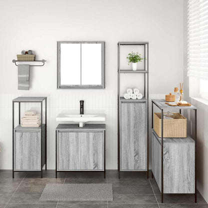 Badrumsmöbelset 5 pcs Grå sonoma och svart 36 x 35 x 165 cm