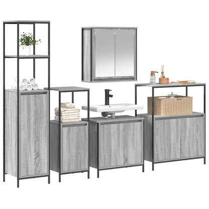 Badrumsmöbelset 5 pcs Grå sonoma och svart 36 x 35 x 165 cm