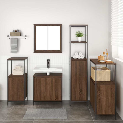 Badrumsmöbelset 5 pcs Brun ek och svart 36 x 35 x 165 cm