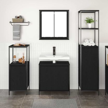 Badrumsmöbelset med hylla 3 pcs Svart Ek 36 x 35 x 165 cm