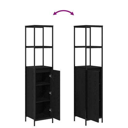 Badrumsmöbelset med hylla 3 pcs Svart Ek 36 x 35 x 165 cm