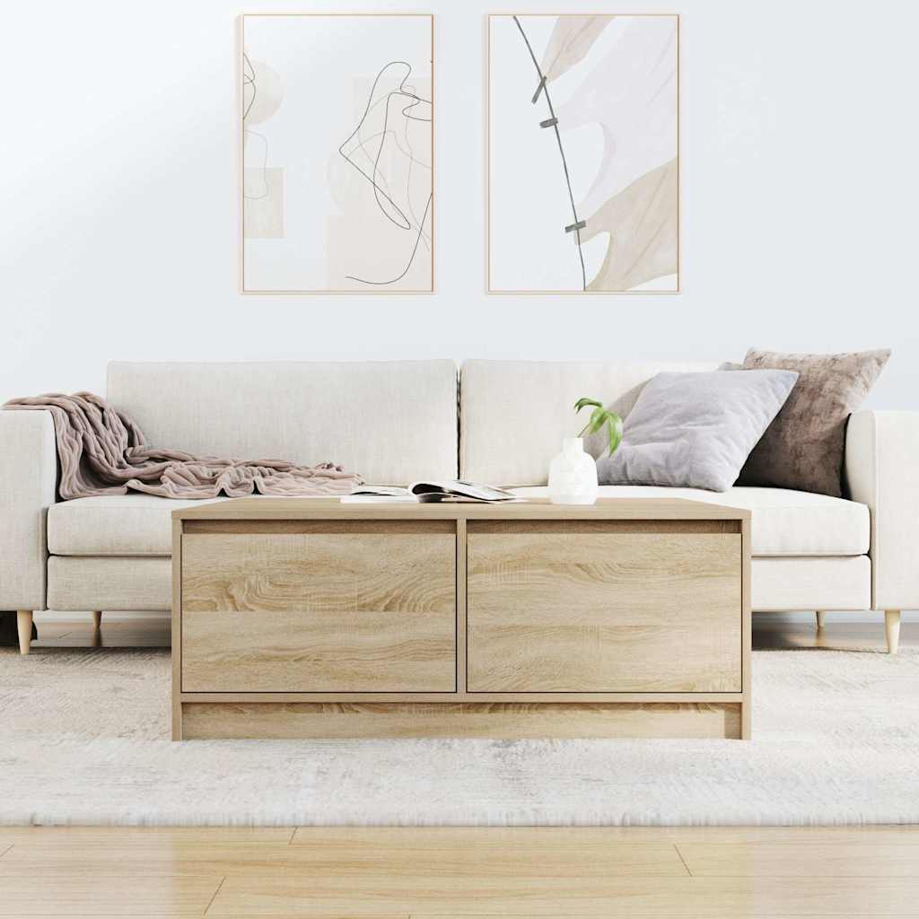 Soffbord Sonoma Ek med lådor 100x100x40 cm