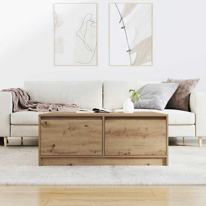 Soffbord Artisan Ek med lådor hantverksmässig Ek 100x100x40 cm