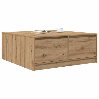 Soffbord Artisan Ek med lådor hantverksmässig Ek 100x100x40 cm