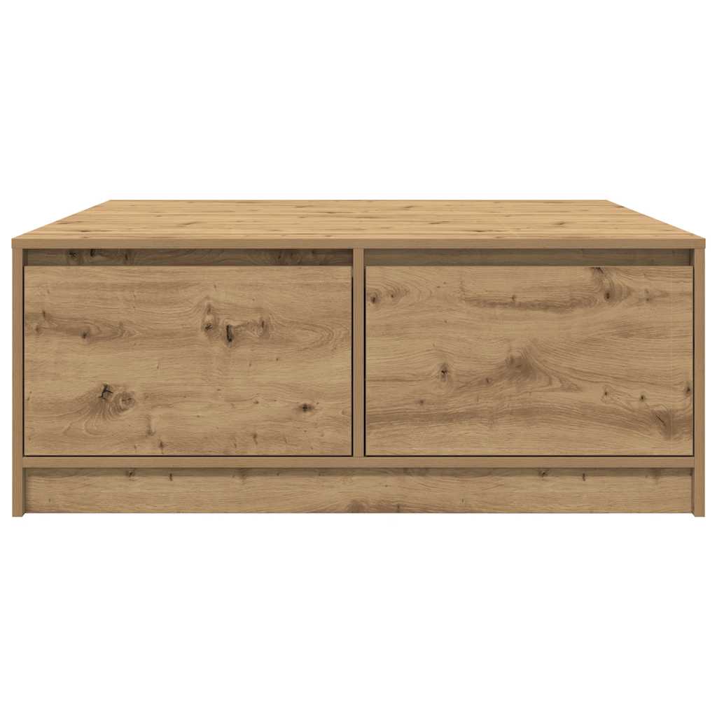 Soffbord Artisan Ek med lådor hantverksmässig Ek 100x100x40 cm