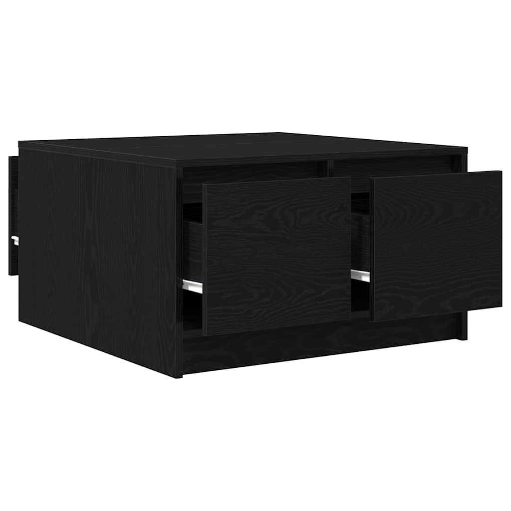 Soffbord Svart Ek med lådor 70,5x70x40 cm