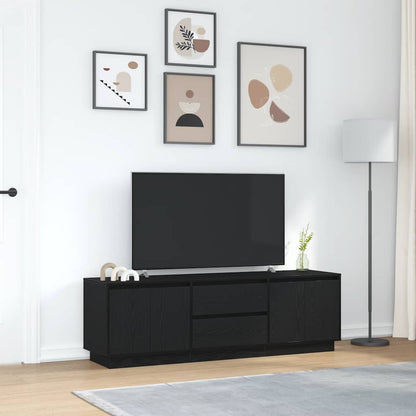 TV-Möbel Svart Ek TV-Bänk LED-lampor 160,5x41x50 cm